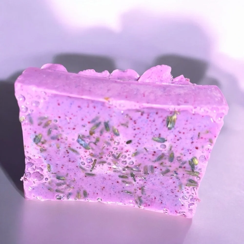 Lavender 3D roses handmade soap 2x3 inch 4oz donkey milk base with coconut oil